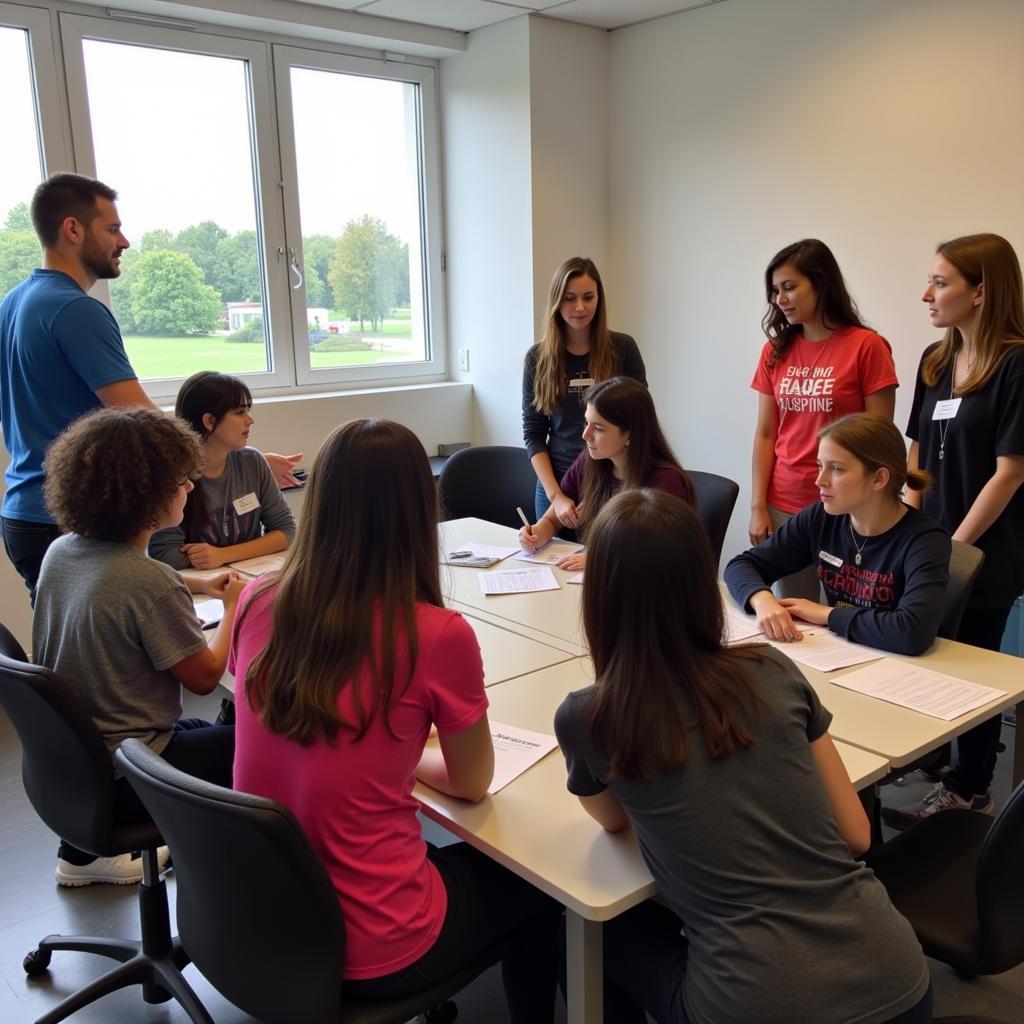 Members of Omicron Delta Kappa leading a workshop for younger students