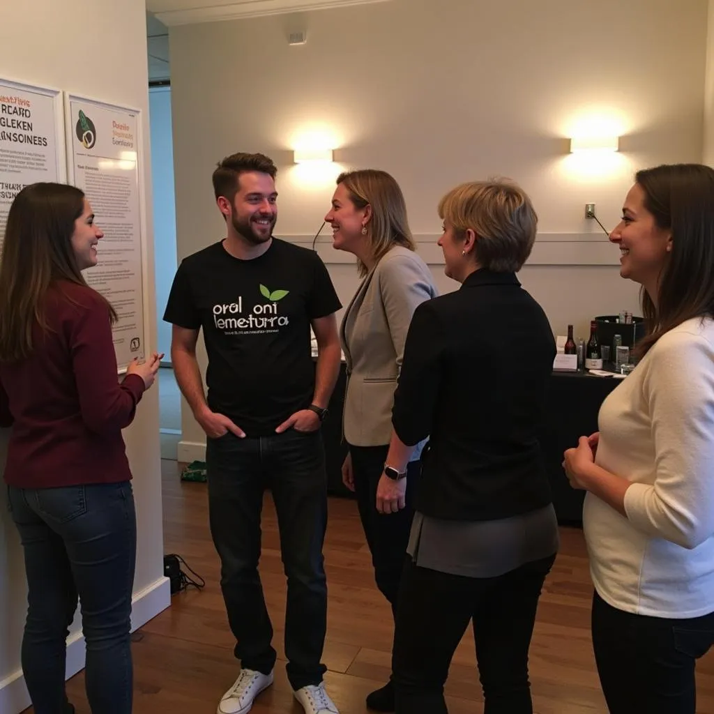 Attendees networking and connecting after a One Society Salon