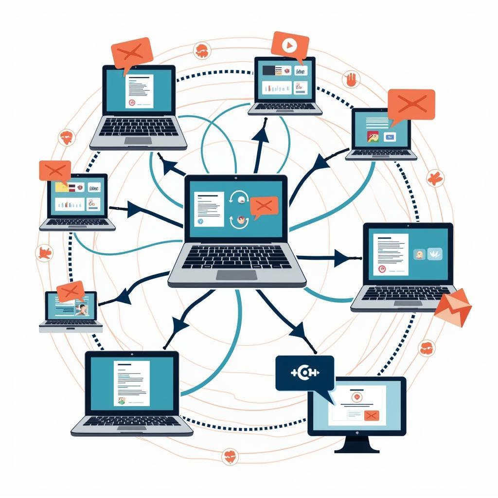 Graphic illustrating the spread of misinformation online