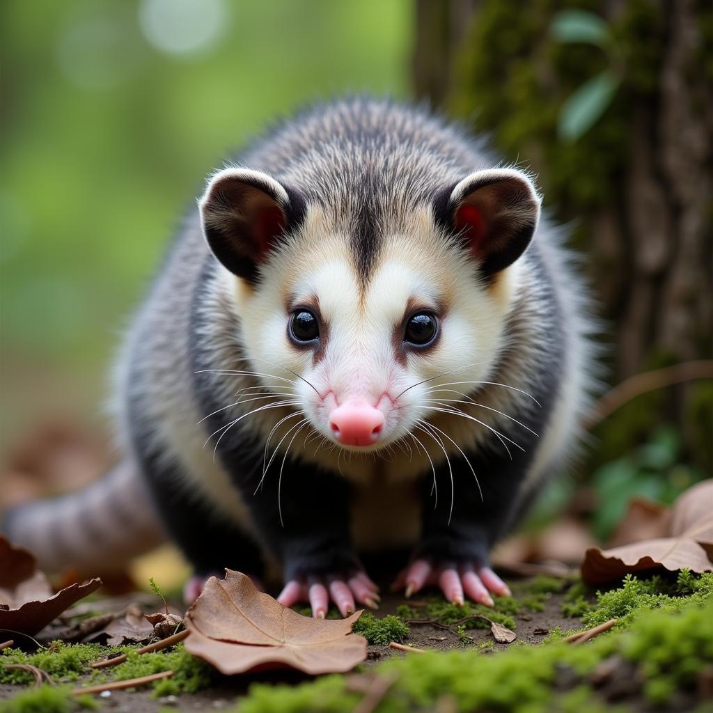 An opossum perched on a branch in its natural habitat