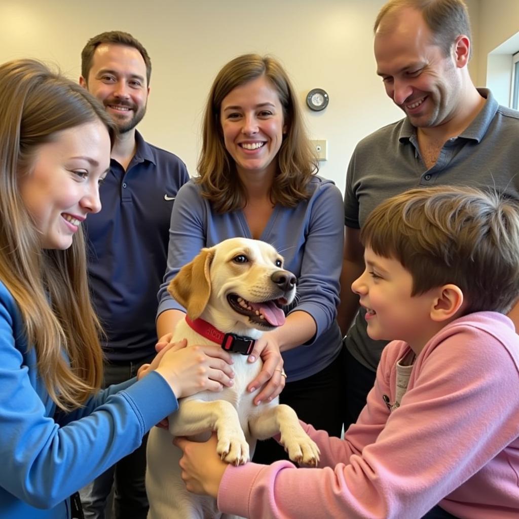 Happy family adopting a pet from the Ossipee Humane Society