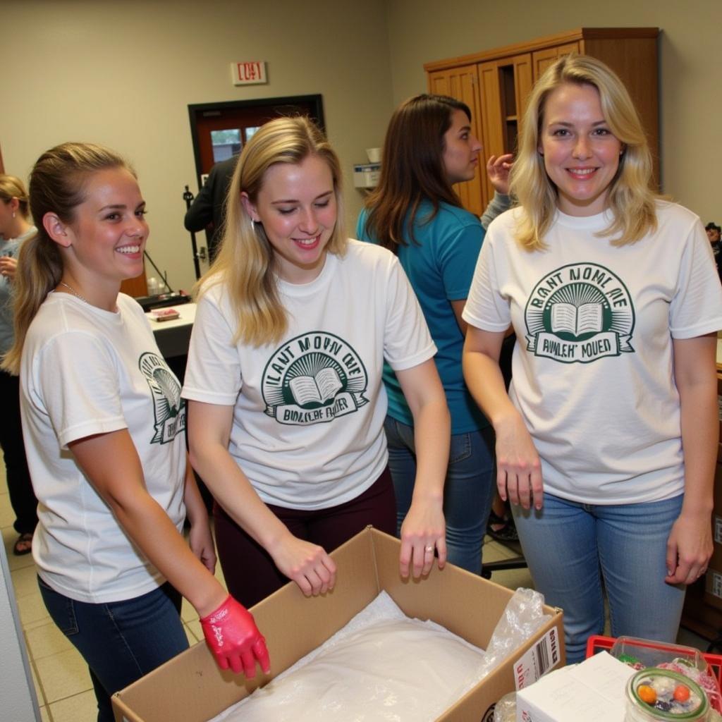 Society members volunteering at a local food bank.