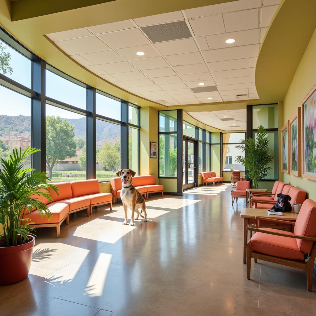 A welcoming and bright reception area at the Pasadena Humane Society