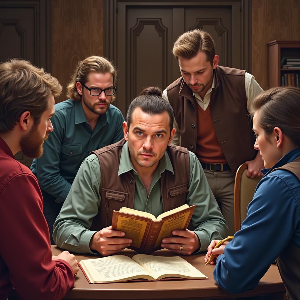 Pathfinder Player Consulting a Legal Guide During a Game