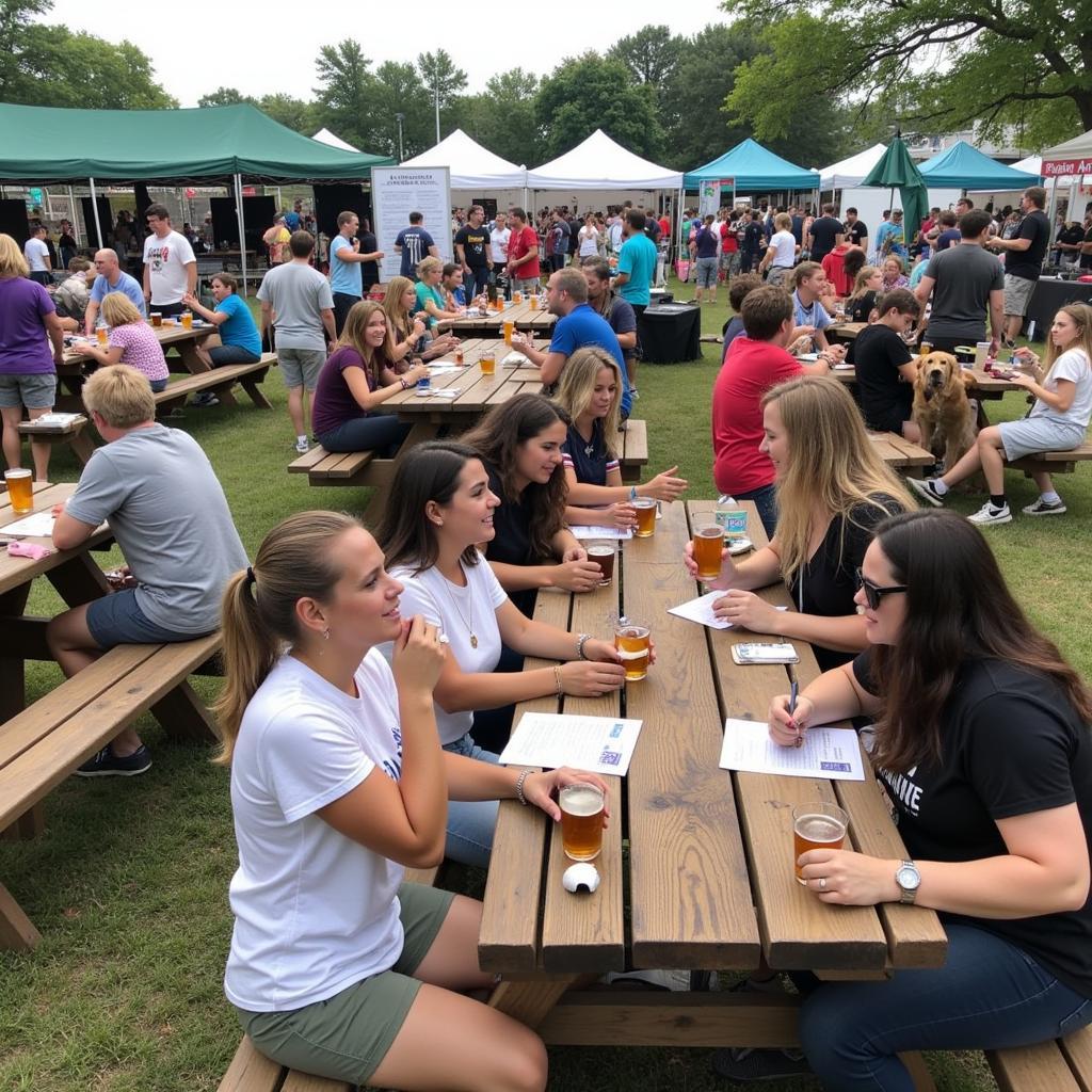 People enjoying craft beer at a Humane Society Paws for Pints event