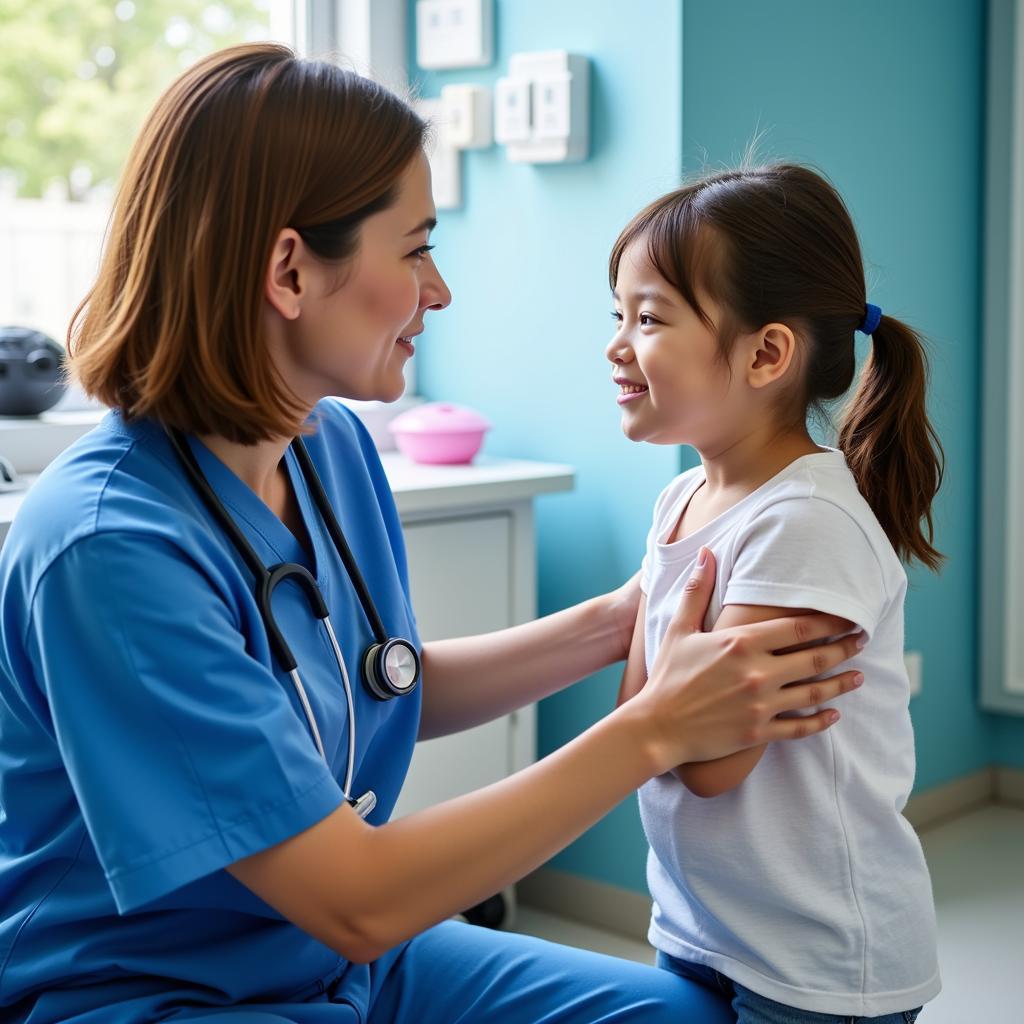 Pediatric Anesthesiologist Comforting a Child