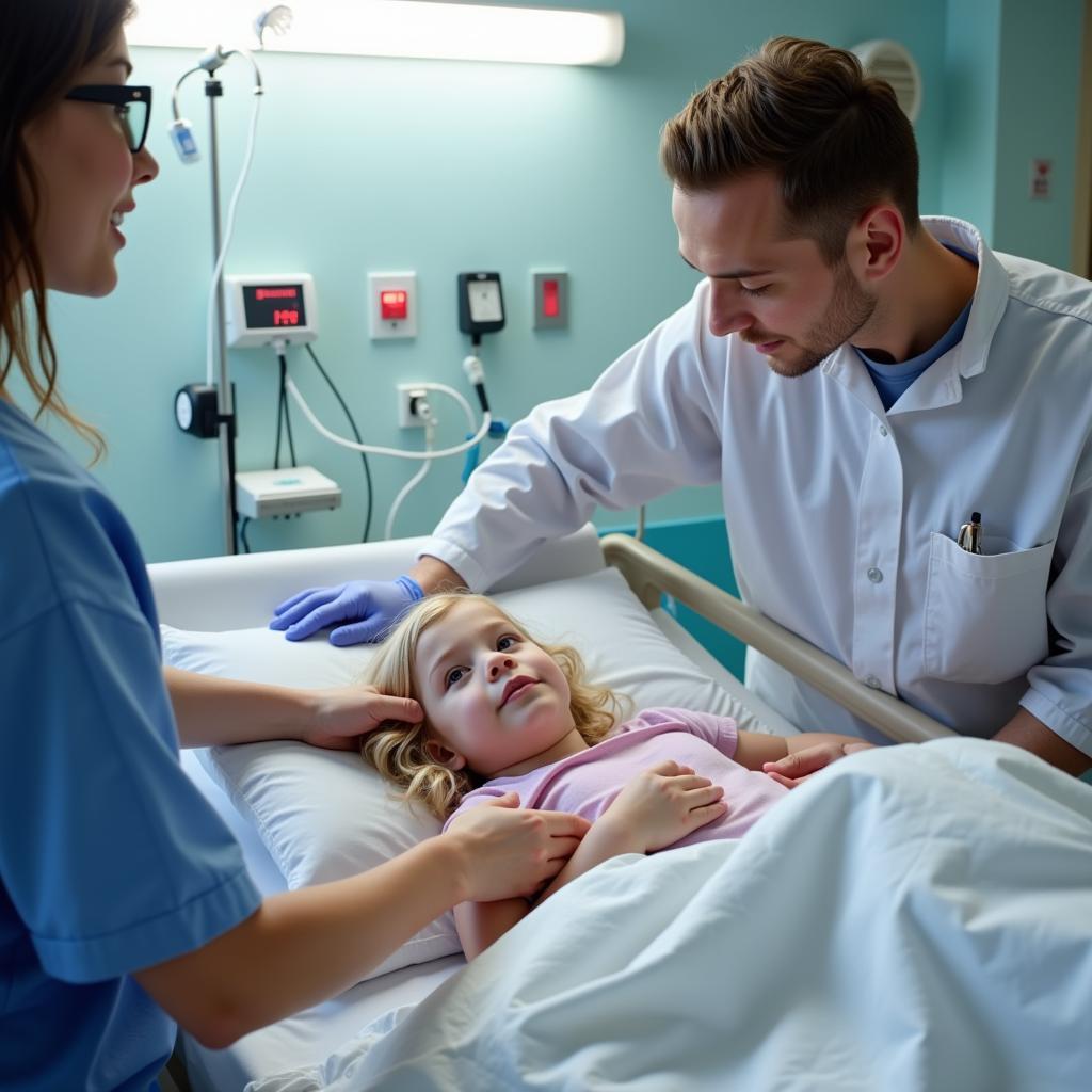 Child undergoing a procedure with sedation