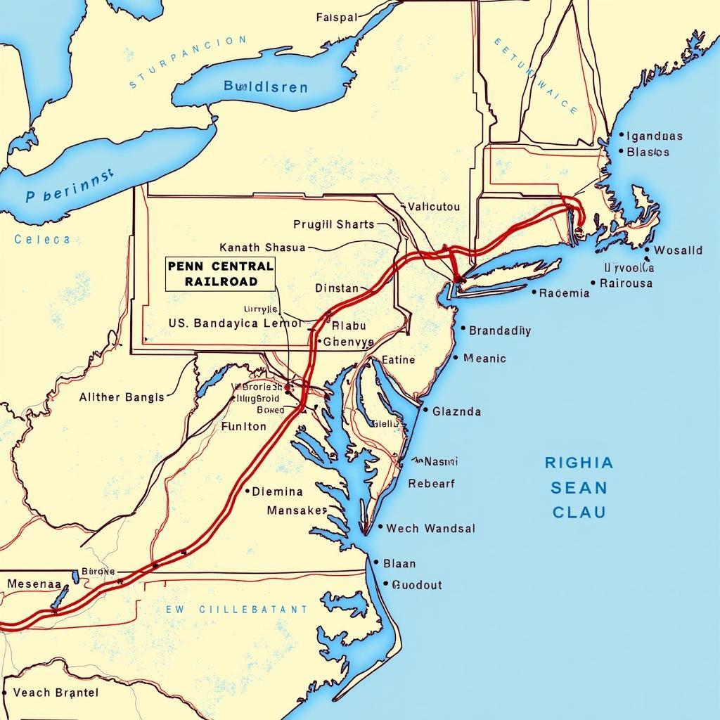 Map of the Penn Central Railroad Network