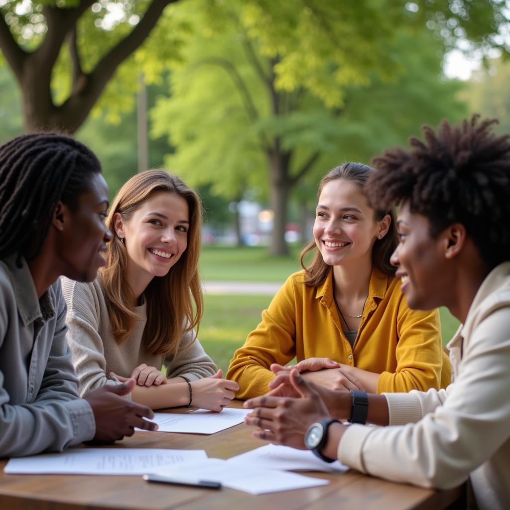 People from Different Backgrounds Engaging in Conversation