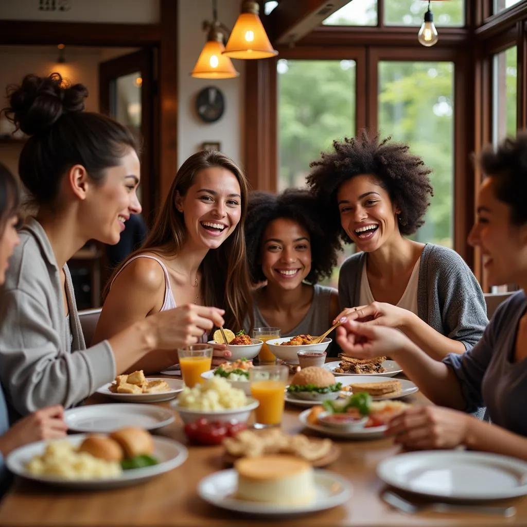 People from Different Cultures Sharing a Meal