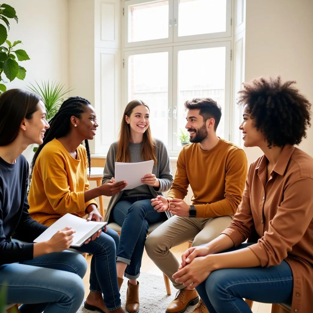 People from Different Cultures Talking and Smiling