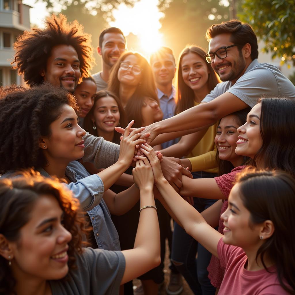 People from Different Cultures Uniting Hands