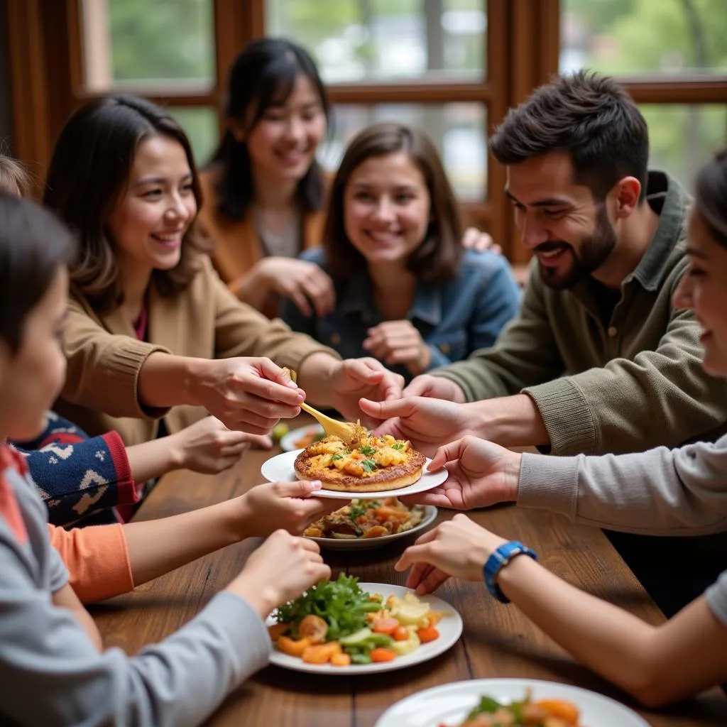 People Sharing Food Around a Table