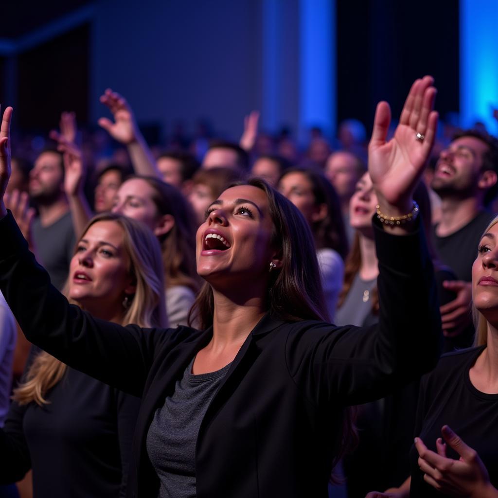 People Singing "Great Are You Lord" in a Concert