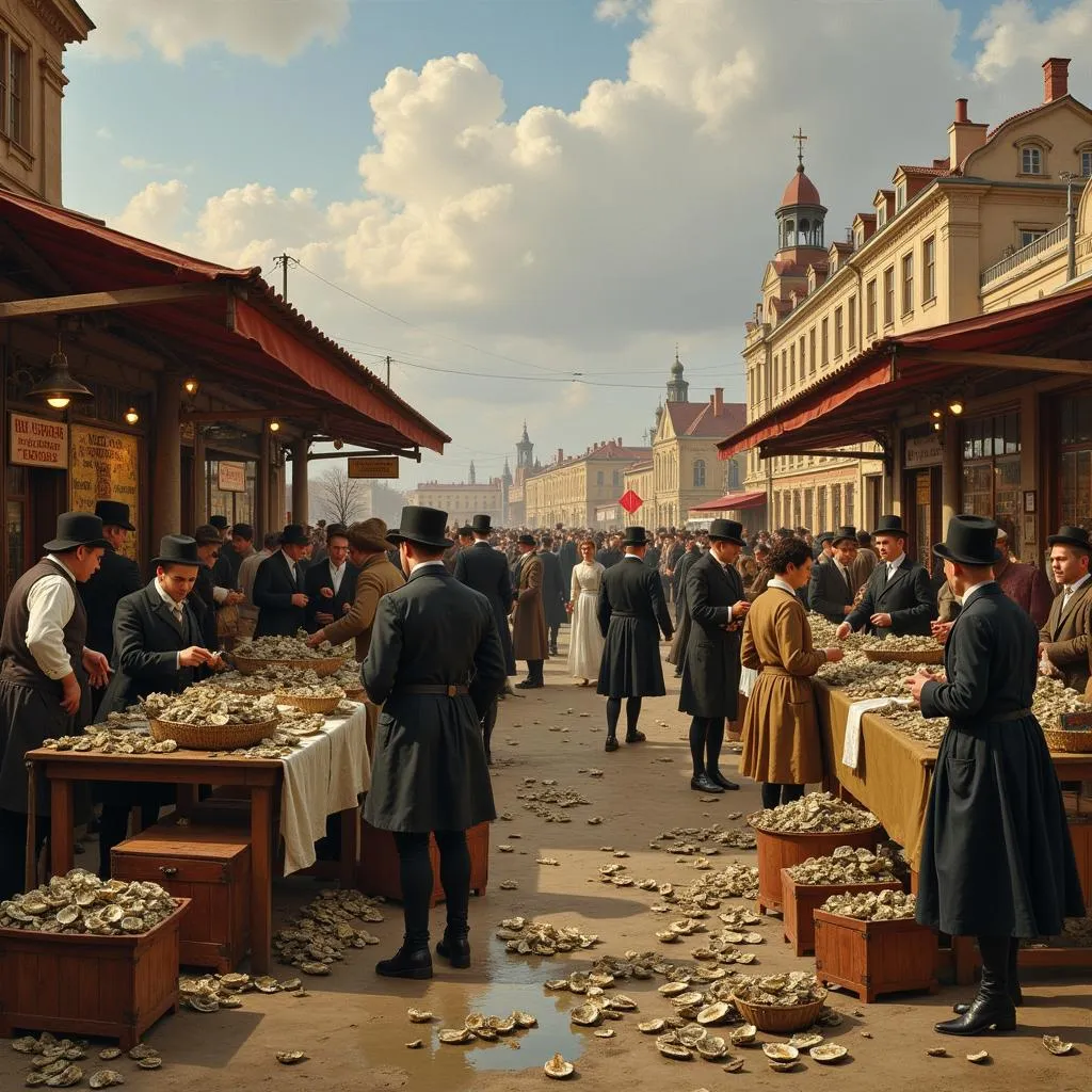 Bustling Oyster Market in Historical Petersburg