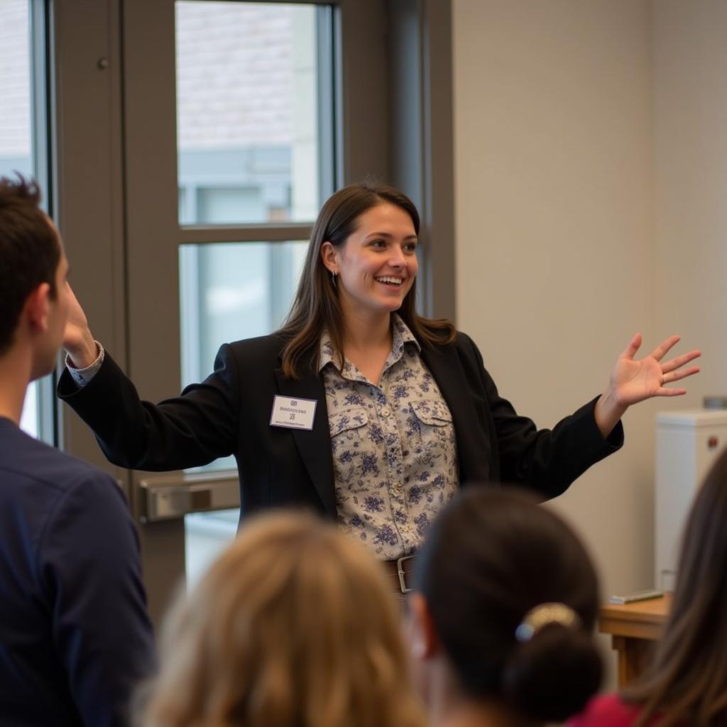 Phi Theta Kappa member giving a presentation at a leadership conference