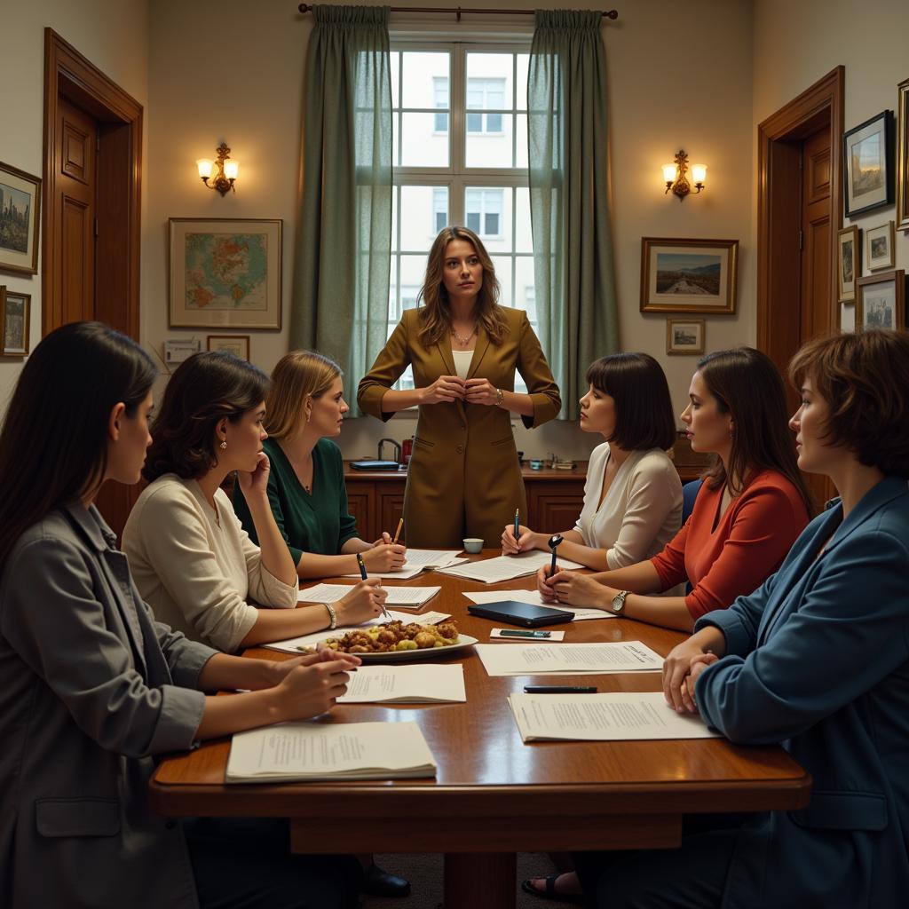 Women gathered for a meeting of the Philadelphia Female Anti-Slavery Society