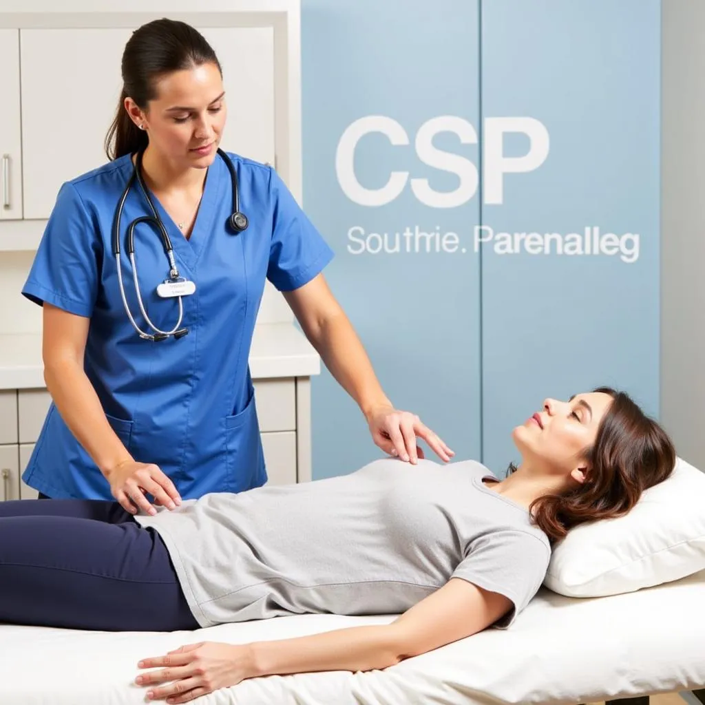 A physiotherapist guiding a patient through exercises in a clinic setting