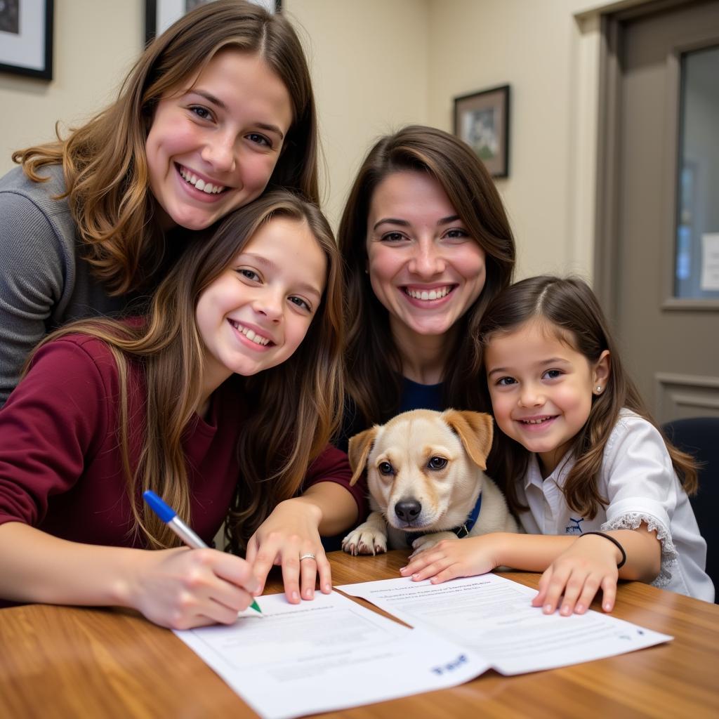 Happy Family Signing Adoption Papers