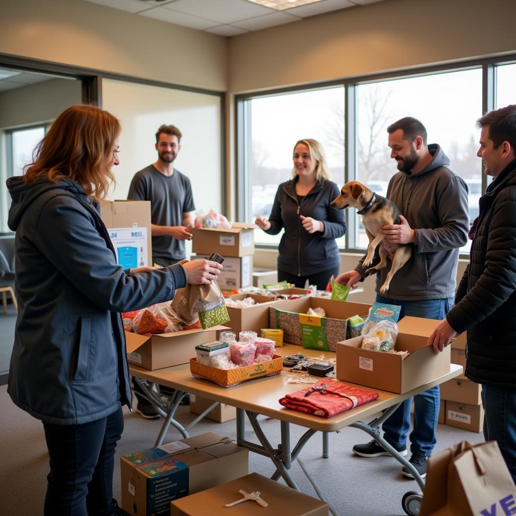 Community members donating supplies at the Pierre Humane Society