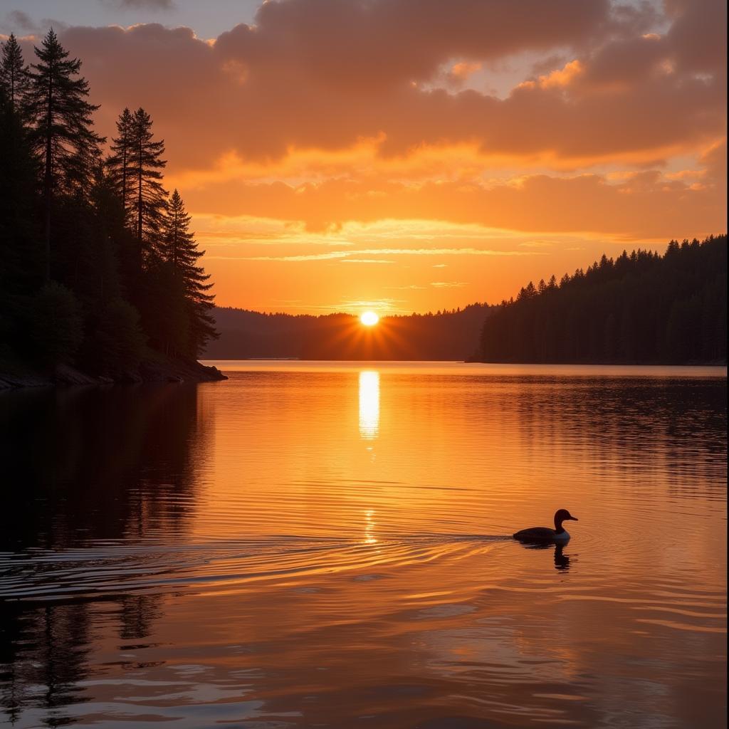 Sunset Over Lake in Poland Spring