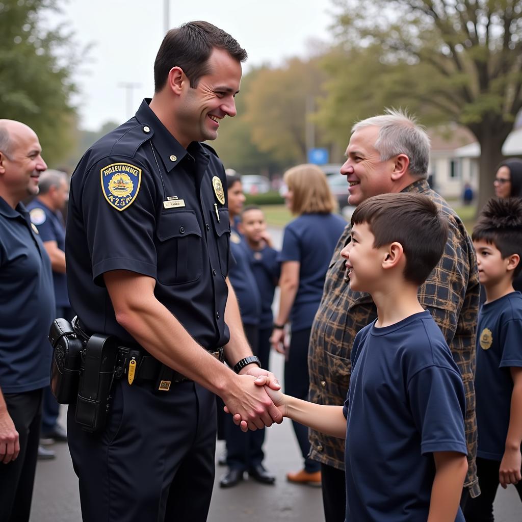 Police officer engaging in positive community interaction