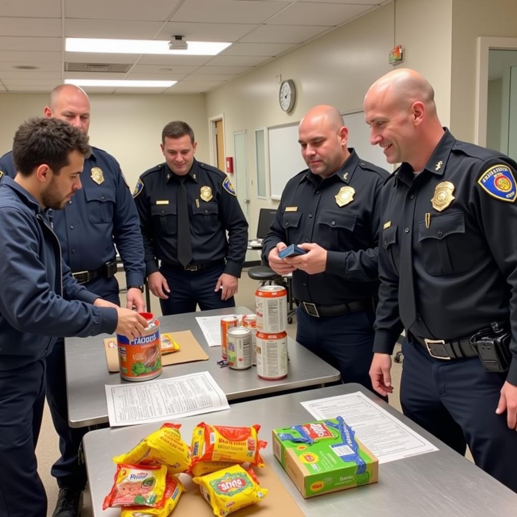 Police officers participating in a community outreach program