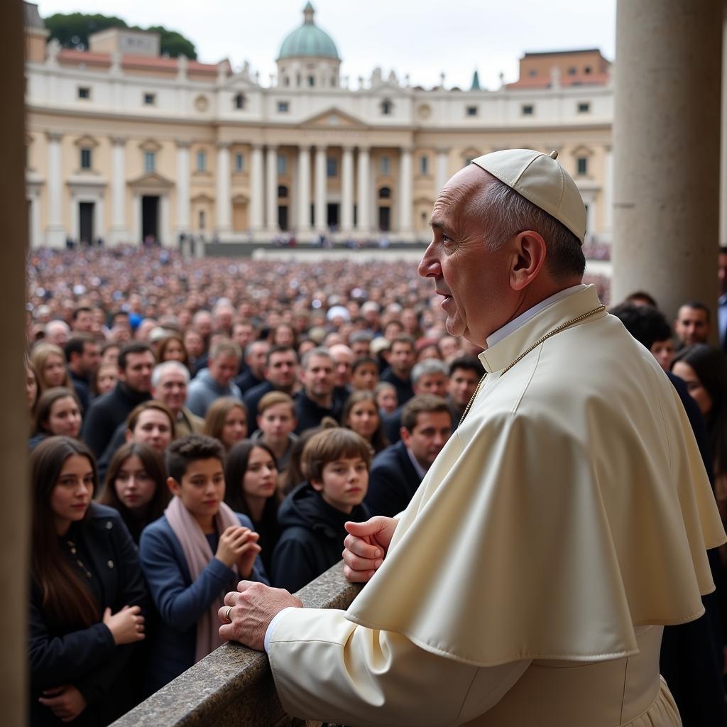 Pope Francis addressing a diverse crowd