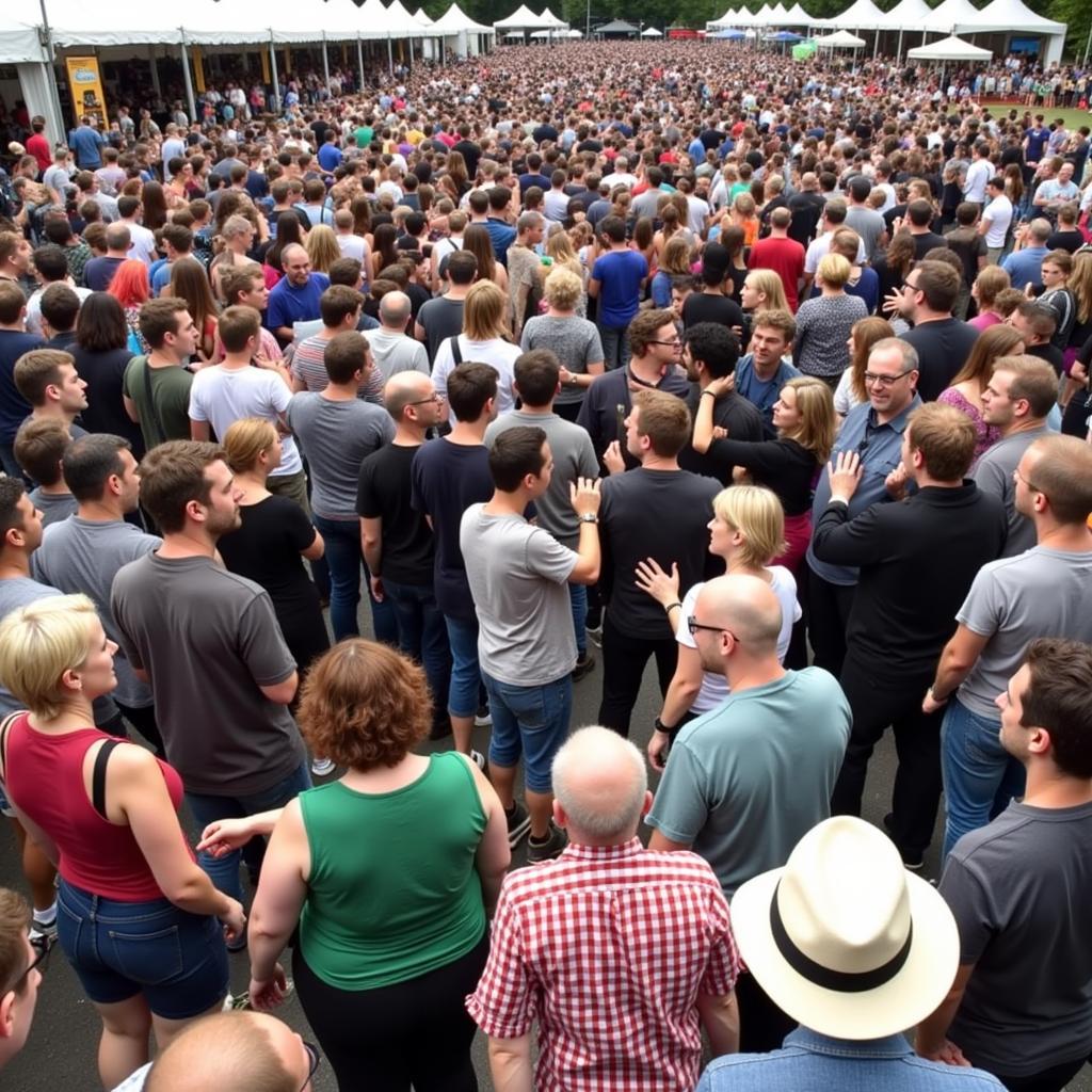  A vibrant image of a diverse crowd enjoying a jazz performance at the Portland Jazz Festival, highlighting the community aspect and the society's role in organizing events.