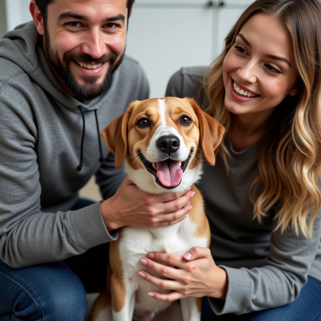 Potential adopters interacting with a dog at the Paris KY Humane Society