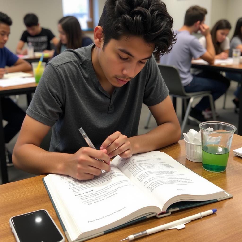 student working on organic chemistry practice problems