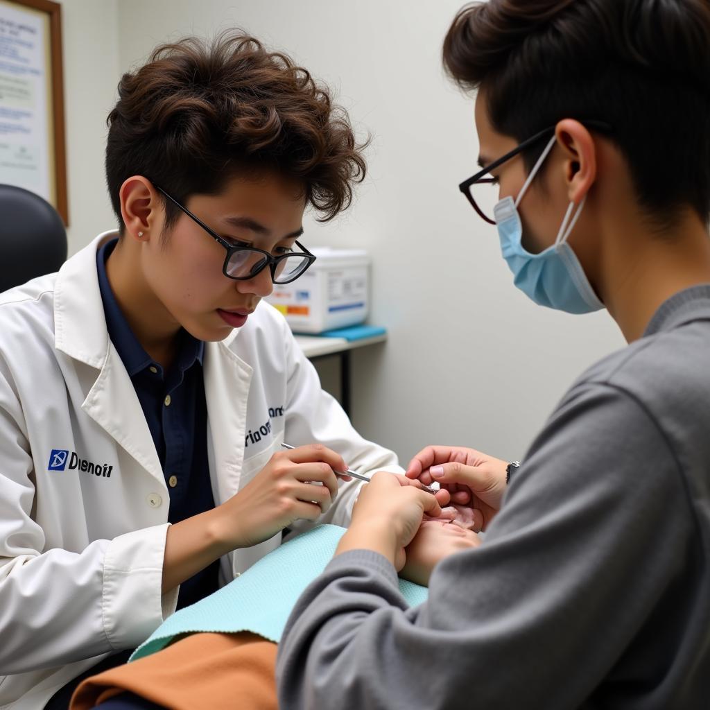 Pre-dental student shadowing dentist