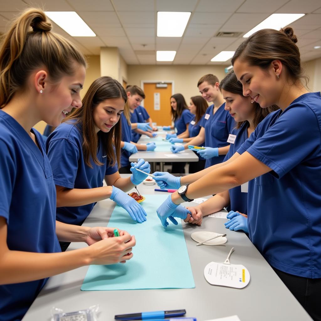 Pre-dental students volunteering