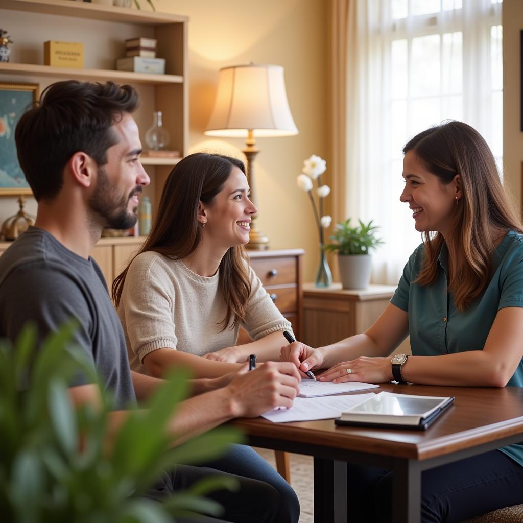 A family discussing pre-planning cremation options with a compassionate advisor at the Cremation Society of Virginia Chantilly