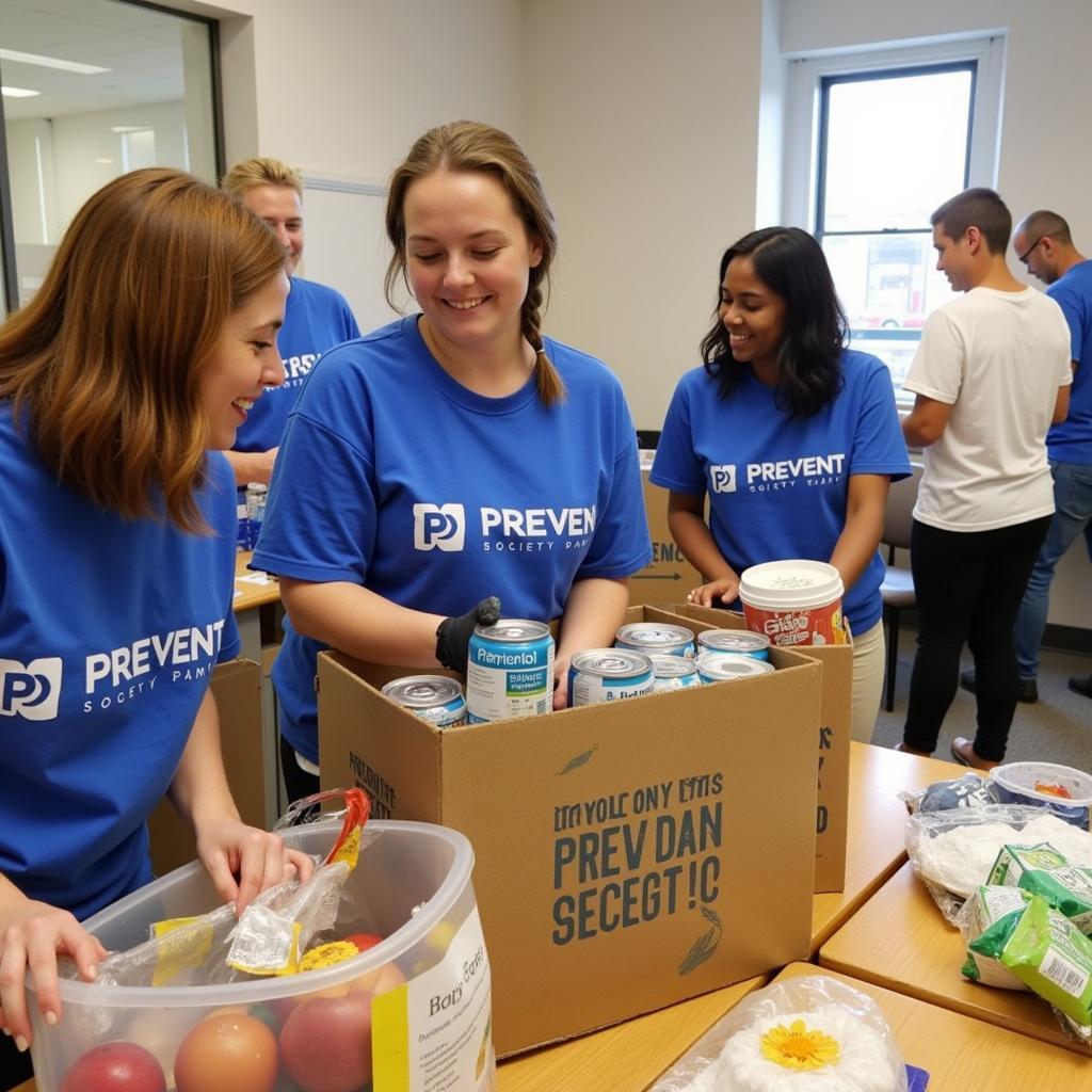 Prevent Society Tamu members volunteering at a local food bank