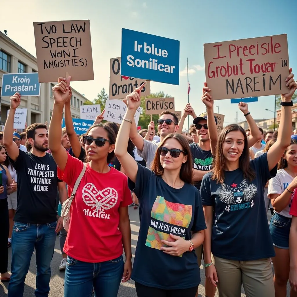 Protestors exercising their right to freedom of speech