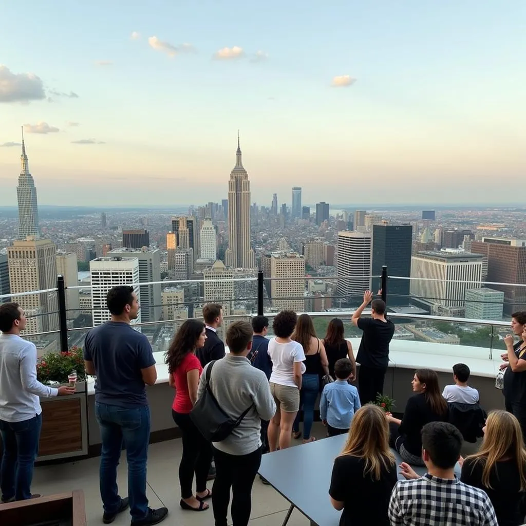 People enjoying the view from the PSFS Building observation deck