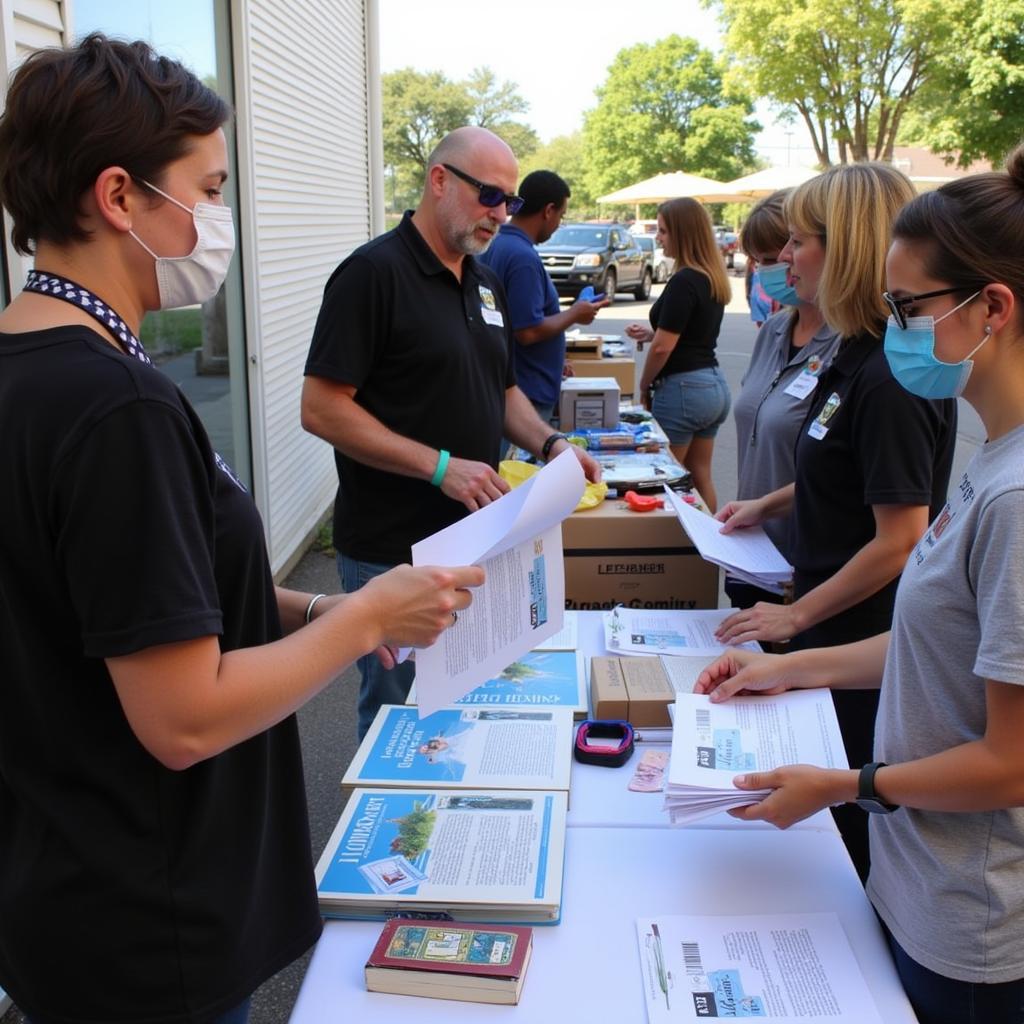 Putnam County Legal Aid representatives conducting a community outreach event, providing information about their services.