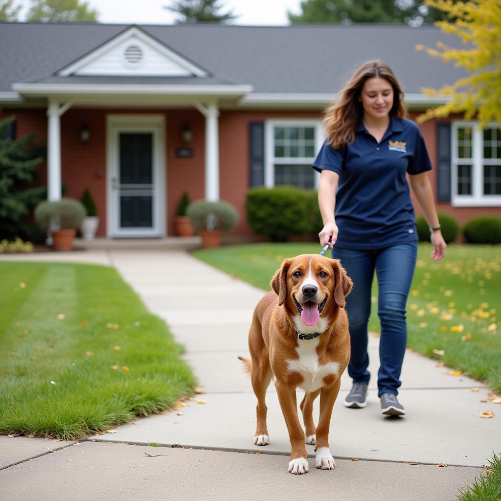 Volunteer Walking Dog at Raleigh County Humane Society