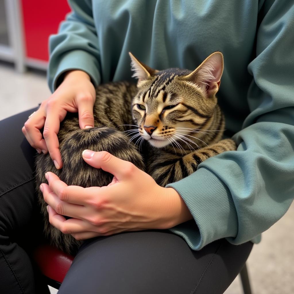 Cat Cuddling with Volunteer at RCHS