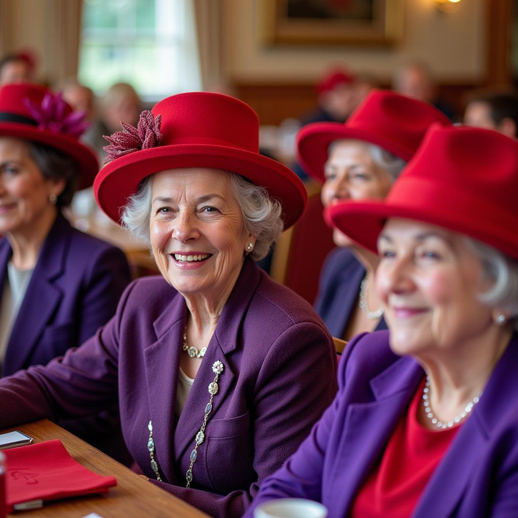 Women in Red Hat Society attire