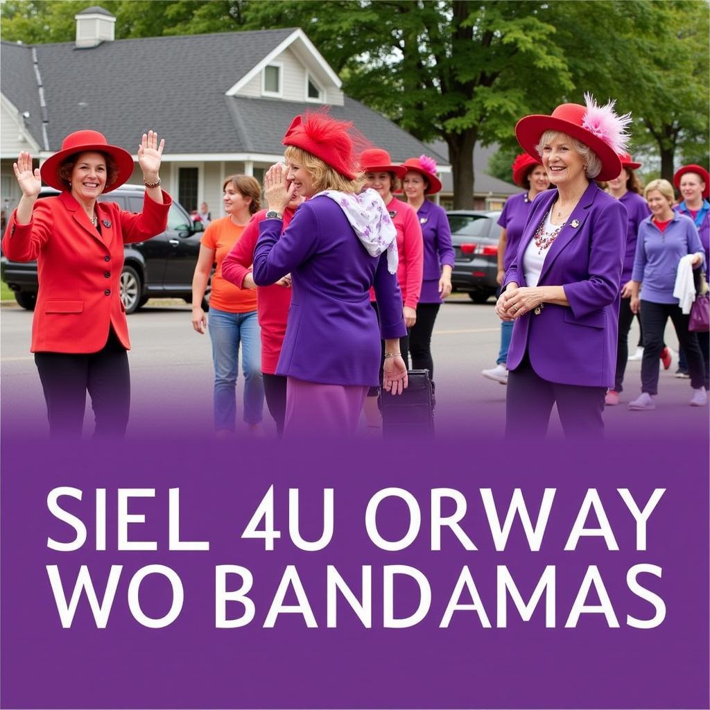 Red Hat Society Members Participating in a Local Parade