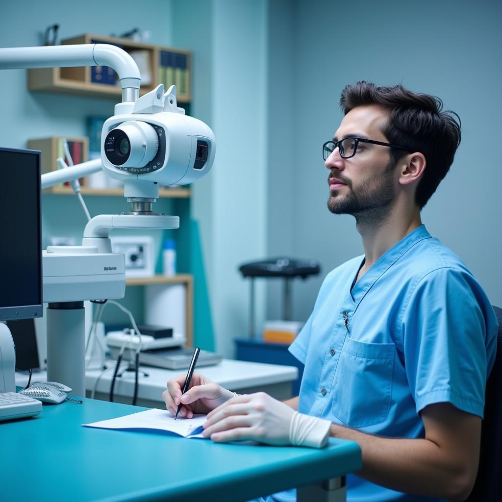 A dentist utilizing advanced dental technology in their practice.