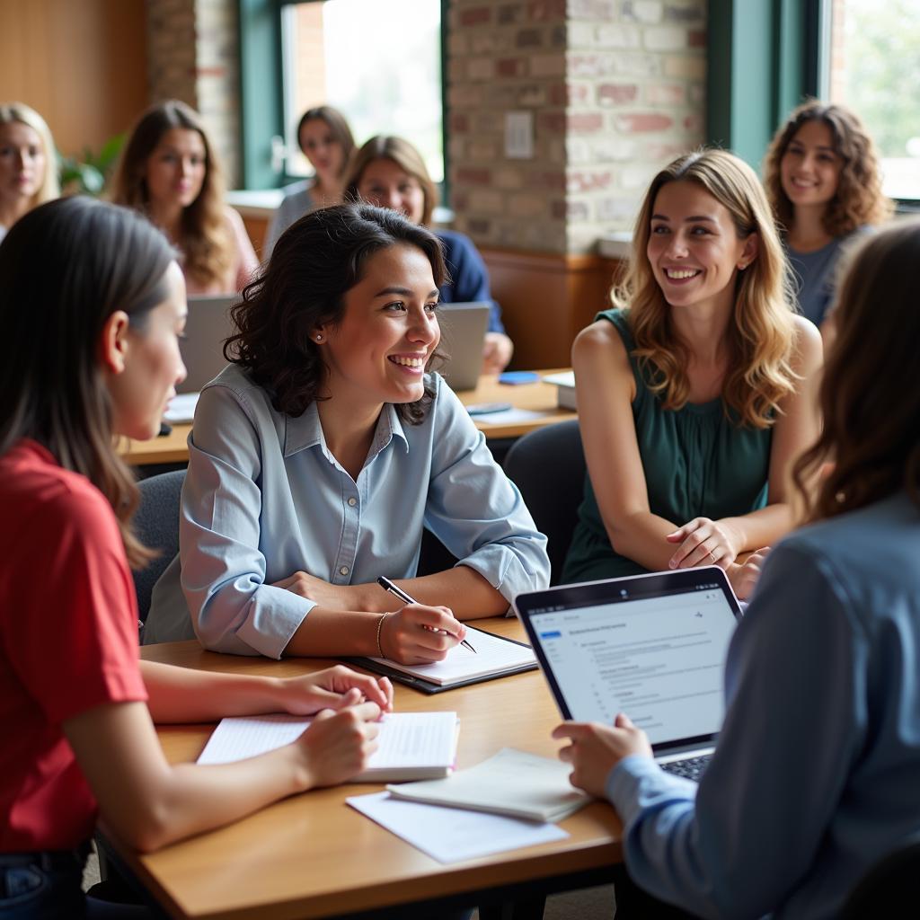 Members of a relief society gather for a study session, fostering spiritual growth and connection