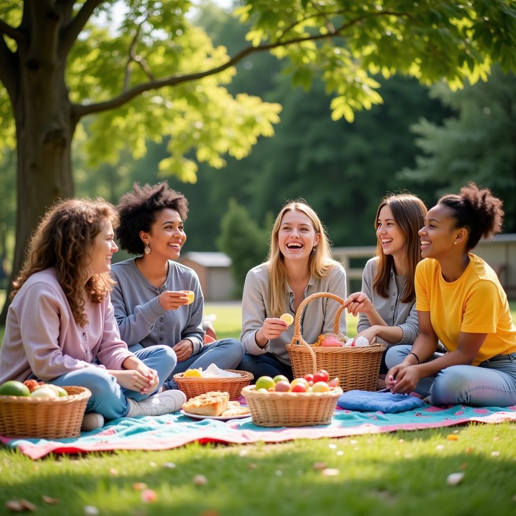 Relief Society Members Enjoying a Picnic in a Park