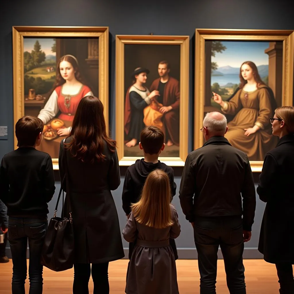 Visitors Admiring Renaissance Art at an Exhibition