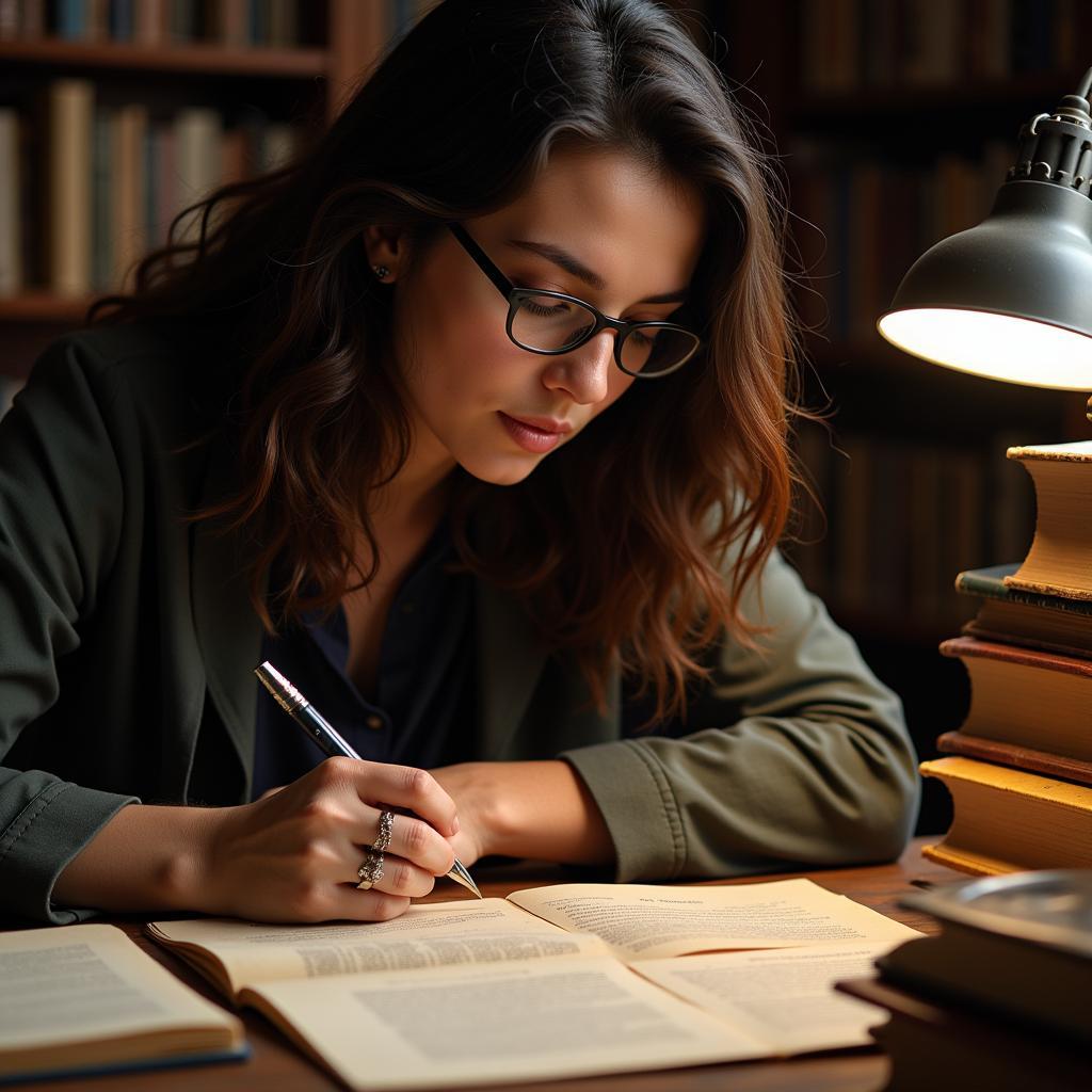 A researcher carefully examines historical documents at the Georgia Historical Society.