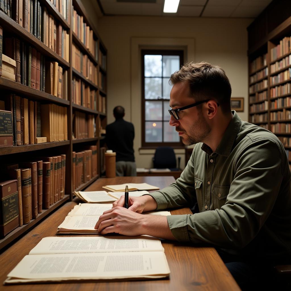 Researcher Examining Historical Documents