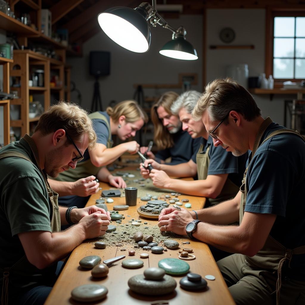 RGMS Members Working on Lapidary Projects