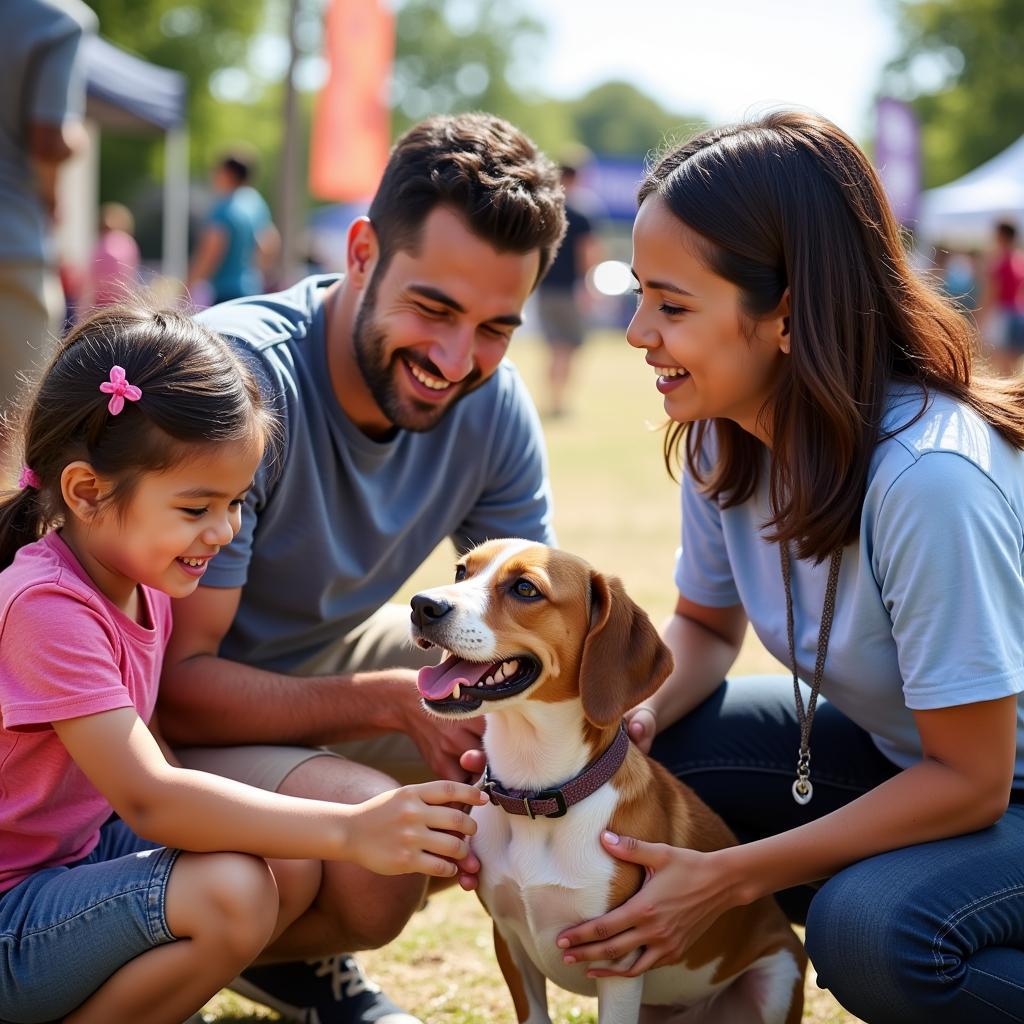 Family adopting a pet at RGV Humane Society event